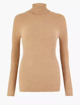 Водолазка в рубчик с высокой горловиной