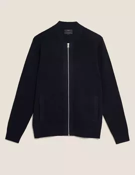 Вязаный бомбер в рубчик