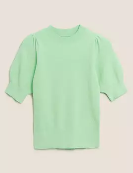 Вязаный топ Soft Touch с объемными рукавами