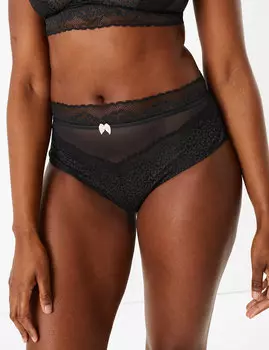 Высокие кружевные трусы с леопардовым принтом