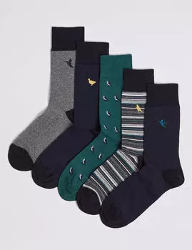 Высокие носки Freshfeet™, сине-зеленый микс (набор 5 пар)