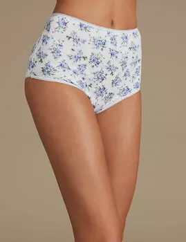 Закрытые трусы-брифы с высокой посадкой из 100% хлопка (5 шт), голубой микс