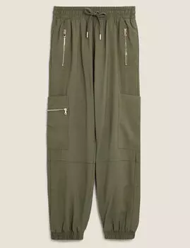 Зауженные брюки-джоггеры с высокой талией