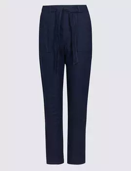 Зауженные брюки из 100%-го льна средней посадки