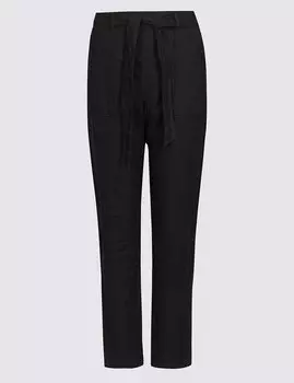 Зауженные брюки из 100%-го льна средней посадки