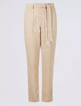 Зауженные брюки из 100%-го льна средней посадки