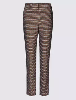 Жаккардовые прямые брюки высокой посадки