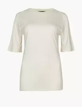 Женская футболка с коротким рукавом и круглым вырезом