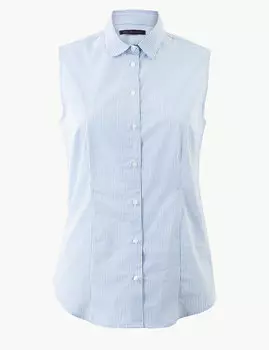 Женская рубашка в полоску без рукавов