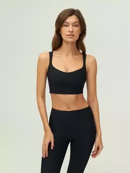 Топ с фигурным вырезом для спорта черный