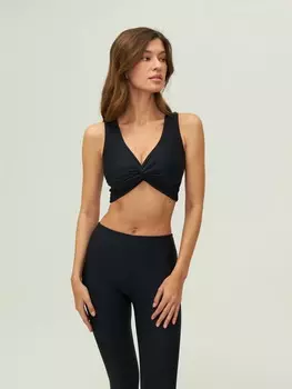 Топ с узлом для спорта черный