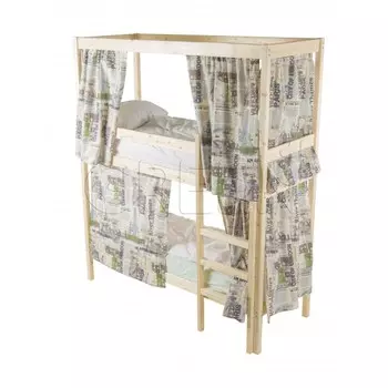 Двухъярусная кровать с каркасом для штор 80х200