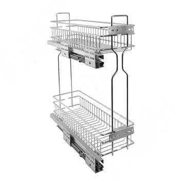 BARRA Двухуровневая корзина 200 мм (бутылочница), направляющие полн. выдвижения, плав. закрывания, хром, левая (PKA202LBBCH)