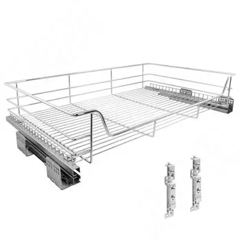 BARRA Корзина одноуровневая 900мм с креп.к фасаду, направляющие полн. выдвижения, плав. закрывания, хром (PKA901SLCH)