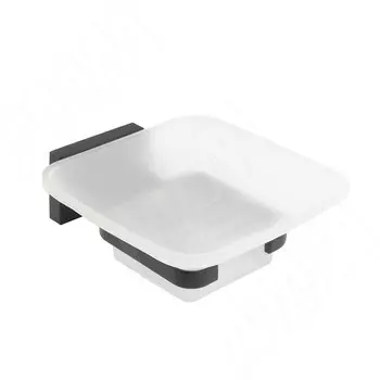 BLADE Держатель настенный с мыльницей черный матовый, стекло матовое (BLD.02.BLM)