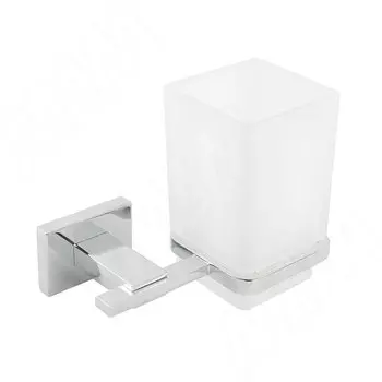 BLADE Держатель настенный с стаканом для зубных щеток, хром, стекло матовое (BLD.03.PC)