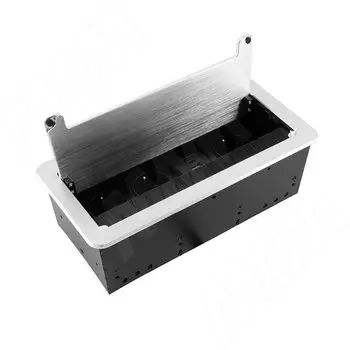 Блок розеток с откидной крышкой, 265*129 мм, 3 розетки, 1 USB, 1 USB Type-C, быстрая зарядка, серебро (FU-S-3S1A1C-F-AL)