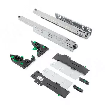 DYNAPRO TIPMATIC SOFT-CLOSE Комплект направляющих, 450 мм, полн. выдвижения, 3D крепления, открывание от нажатия/плавное закрывание (F130107814_3D.TMSC)