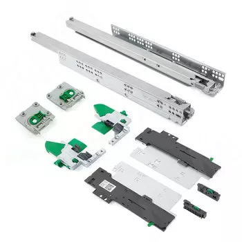 DYNAPRO TIPMATIC SOFT-CLOSE Комплект направляющих, 550 мм, полн. выдвижения, открывание от нажатия/плавное закрывание, 2D крепления + рег. наклона (F130107826_2D.TMSC)