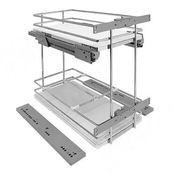 GALAXY Двухуровневая корзина 300 мм, эллипт. прут, противоск., с компл. креплений, с боковым креплением, направляющие Nova Pro (EGTGMSL30B2OMBASC)
