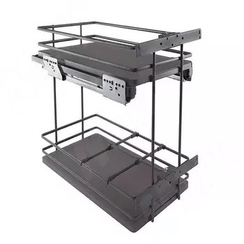 GALAXY Двухуровневая корзина 300 мм, эллипт. прут, противоск., с компл. креплений, с боковым крепл., направл. плавн. закр. Nova Pro, графит (EGTGM30B2MOMASVGF)