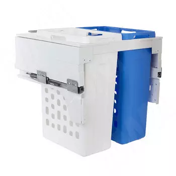 HAMPER LM60 Корзина для белья выдвижная, 2 емкости (35л+35л), напр.полн.выдв., плавн.закр., цвет белый (LHM602-70WT)