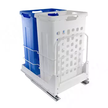 HAMPER LW45 Корзина для белья выдвижная, 2 емкости (35л+35л), напр.полн.выдв., плавн.закр., цвет белый (LHW452-70WT)
