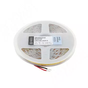LUX, COB лента светодиодная, 336 диодов, 12V, 5 м, CRI 90, холодный белый 6000К, IP20, 8W (LS12-COB-CW20-8)