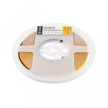 LUX, COB лента светодиодная, 504 диодов, 24V, 5 м, основание 5 мм, CRI 90, супертеплый белый 2200К, IP20, 6W/1м (LS24-COB-SWW20-6-SL)