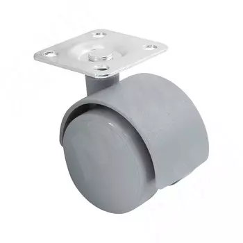 Опора двухколесная с площадкой, D40 мм, без стопора, серая (OK-40/1/K/GR)