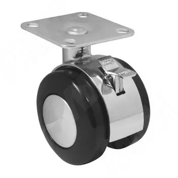 Опора двухколесная с площадкой, D50 мм, со стопором (W01B)