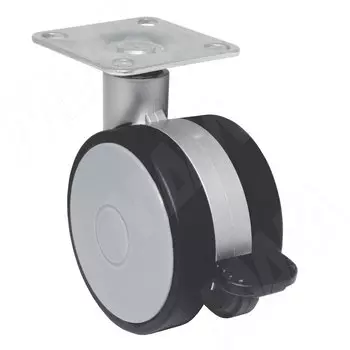 Опора двухколесная с площадкой, D60 мм, со стопором (101.A2 GR)