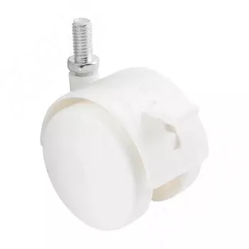 Опора двухколесная с винтом M10, D50 мм, со стопором, белая (OK-50/2-CT/WH)