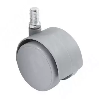 Опора двухколесная с винтом M10, D50 мм, без стопора, серая (OK-50/2/K/GR)