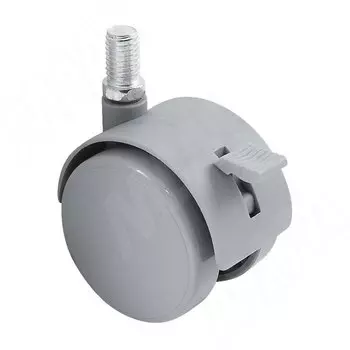 Опора двухколесная с винтом M10, D50 мм, со стопором, серая (OK-50/2-CT/GR)