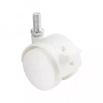 Опора двухколесная с винтом M8, D40 мм, со стопором, белая (OK-40/2-CT/WH)