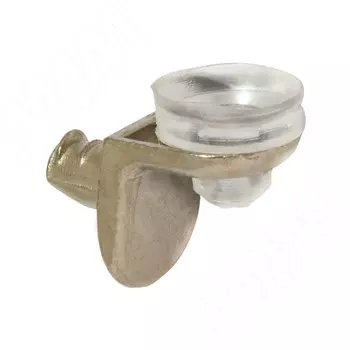 Полкодержатель с присоской и дополнительным упором для стеклянных полок, никель/прозрачный (MV03-E016)