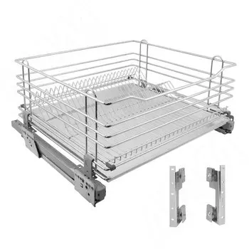 ROUND Корзина-посудосушитель 450 мм, с алюм. поддоном., креплением фасадов, направляющие Nova Pro (KCCPTGMSL245PACSI)