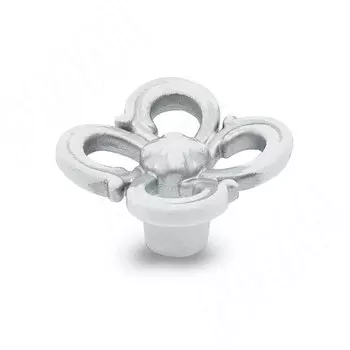 Ручка-кнопка белый/серебро винтаж (WPO.636.031.00V4)