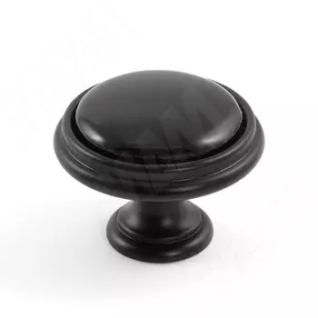 Ручка-кнопка D35мм черный матовый/керамика черная глянец (WPO.P77.07.00.N4G)