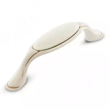 Ручка-скоба 96мм cлоновая кость/золото винтаж керамика (WMN.77.01.00.096.V5)