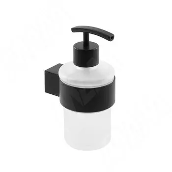 TOP Держатель настенный с дозатором для мыла черный матовый, стекло матовое (TOP.12.BLM)