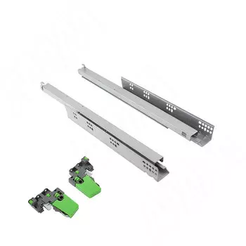 VEKTOR.PRO LS направляющие 500 мм, ниж. крепления, полн. выдвижения, плав. закрывания, 3D фиксаторы (V.PRO.LS500)