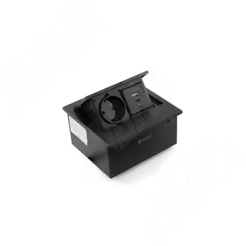 Выдвижной блок розеток, 137*134 мм, 1 розетка, 1 USB, 1 USB Type-C, черный (PU-S-1S1A-BL)
