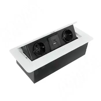 Выдвижной блок розеток, 265*118 мм, 2 розетки, 1 USB type-A, 1 USB type-C, белый (RBS-2S-2USBAC-WT)