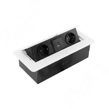 Выдвижной блок розеток, 265*118 мм, 2 розетки, 1 USB, 1 USB Type-C, быстрая зарядка, белый (PU-S-2S1A1C-F-WH)