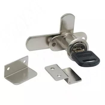 Замок для 2-х дверей, поворотный + отв. планки, "мастер-ключ", хром (MK 505-14 CR)