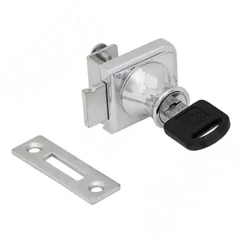 Замок-ручка для 1-ой двери, без сверления, выдвижной + отв. планка, хром (407/5 CR)