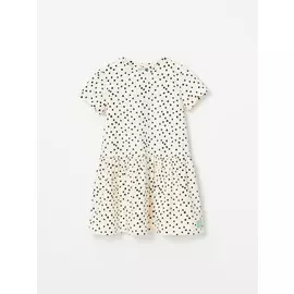 Трикотажное платье с принтом для девочек (белый, 122/ 7-8 YEARS)