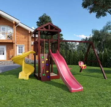 Детский игровой комплекс Панда Фани с винтовой горкой